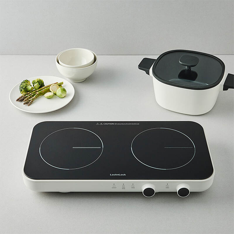 Bếp Điện Từ Đôi Locknlock Square Double Induction, 220240V, 50/60Hz, 1500W+1300W Màu Trắng - EJI326WHT, , large image number null